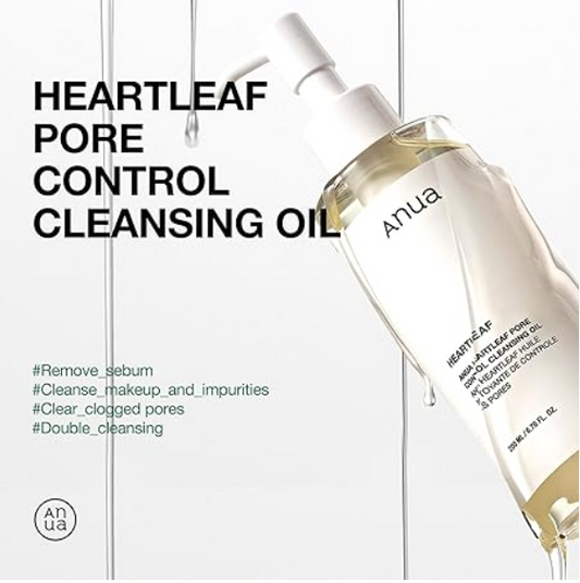 ANUA Heartleaf Pore Control Cleansing Oil, Oil Cleanser for Face, Makeup Blackhead Remover, Double Cleansing, Facial Cleanser,