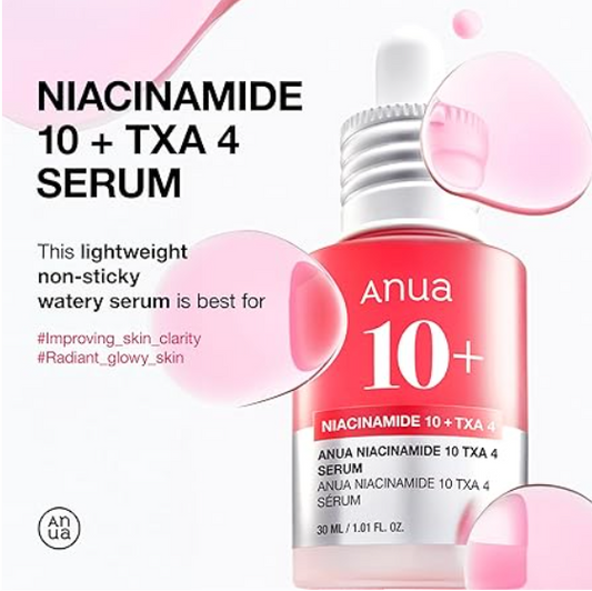 ANUA 10% Niacinamide+ 4% TXA Serum, Ceramide, Hyaluronic Acid, Tranexamic Acid, Vitamin B12 Natural color, Korean Glass Skin