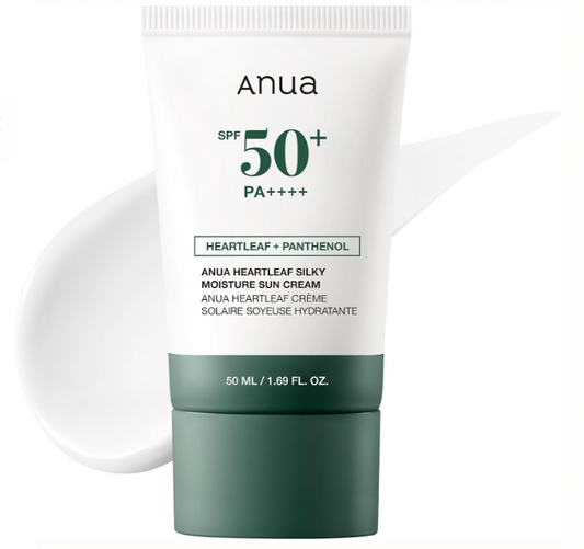 ANUA Heartleaf Silky Moisture Sun Cream SPF 50 PA++++, Korean Sunscreen